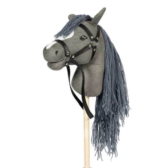 Szary Koń na kiju z otwartą buzią - Hobby Horse - by Astrup