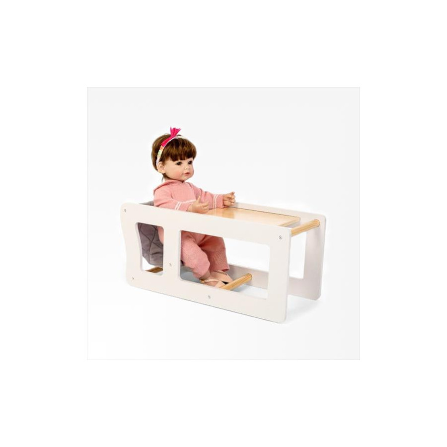 Drewniane krzesełko dla lalek 2w1